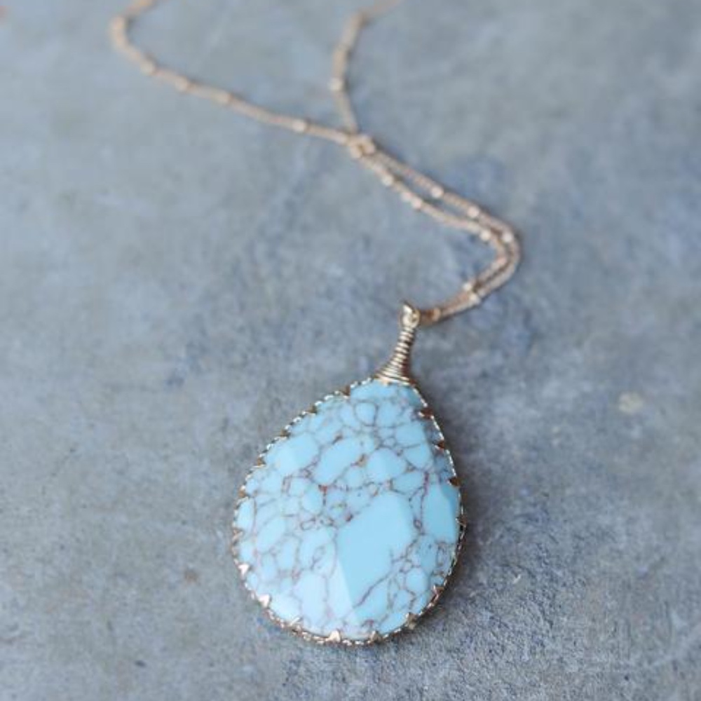 Turquoise Marble Drop Necklace